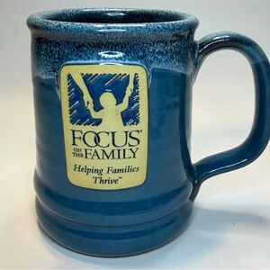 Deneen Pottery Mug Drip Glaze Blue FOCUS on the FAMILY Stoneware Coffee Mug 2019